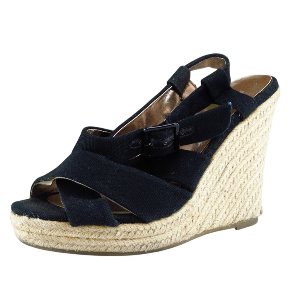 Banana Republic Sz 8.5 M Black Strappy‎ Fabric Women Sandals